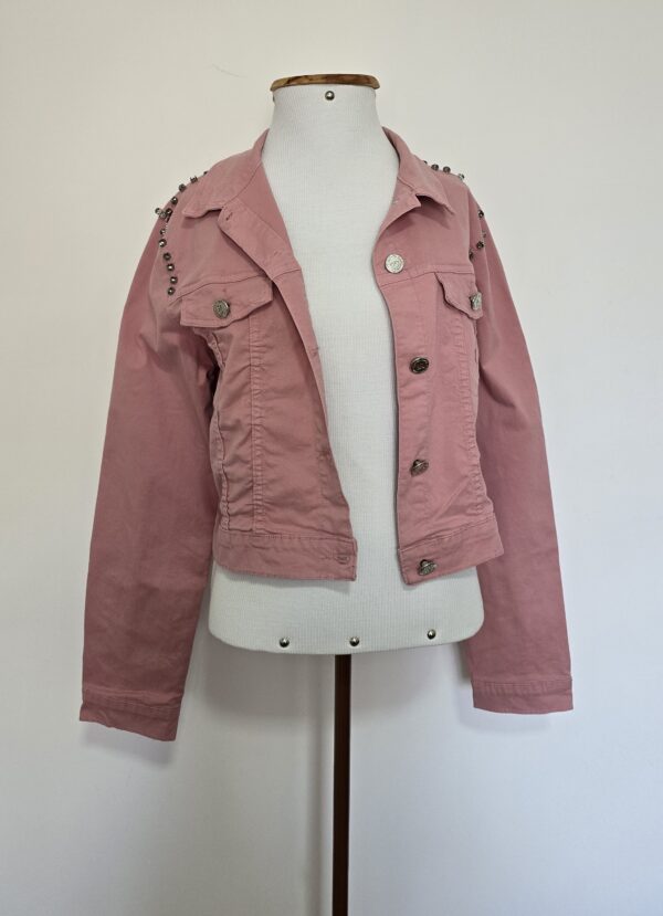 JAQUETA JEANS ROSA APLICAÇÕES