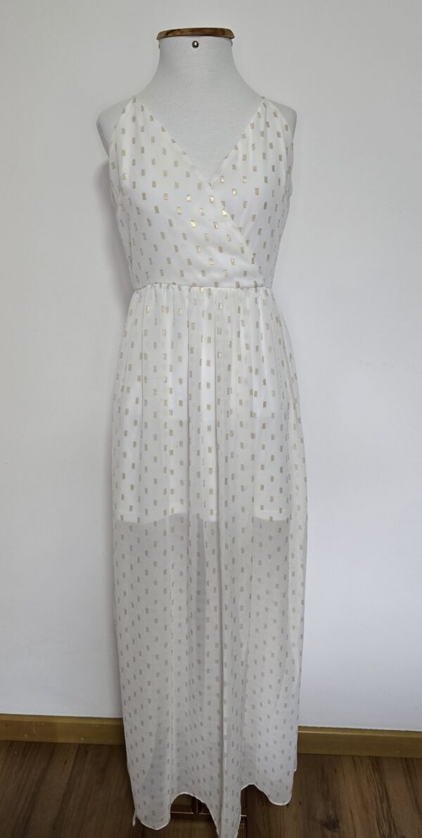 VESTIDO BRANCO DETALHES DOURADO
